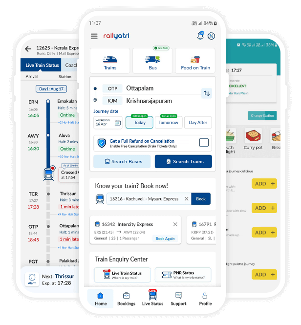RailYatri app screens